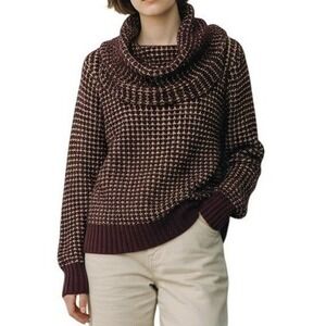 CACHE Knit Cowl Neck Purple Gold Sparkle Long Sleeve Sweater EUC Size Small